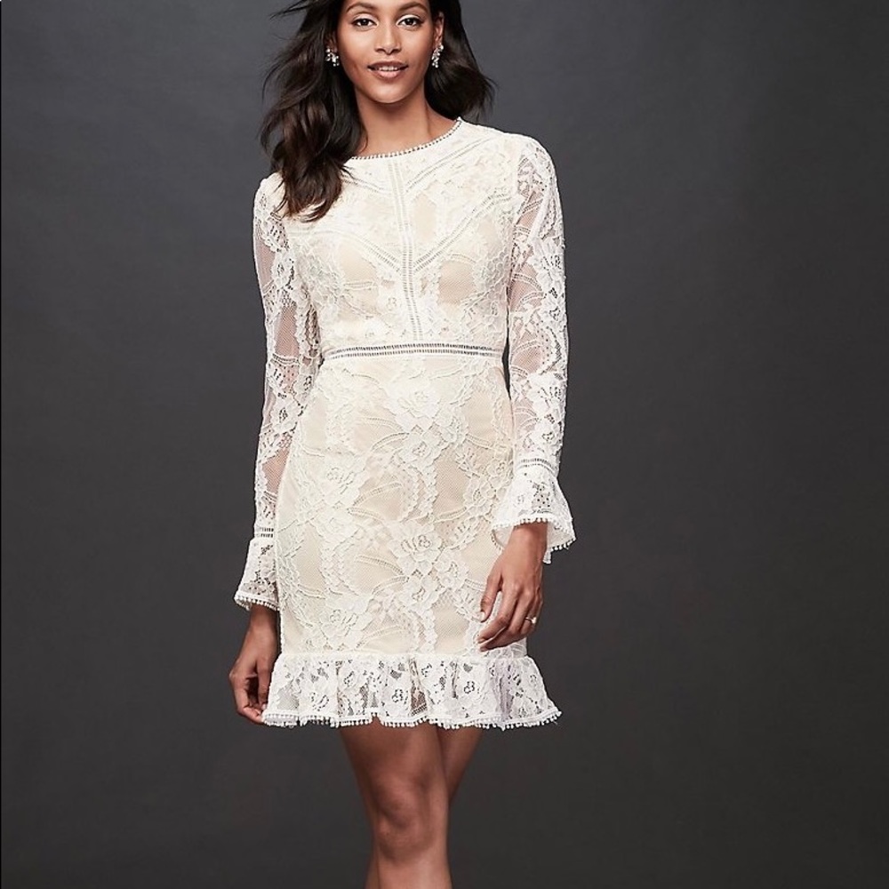 Lace Illusion Short Dress/ wedding/David’s Bridal